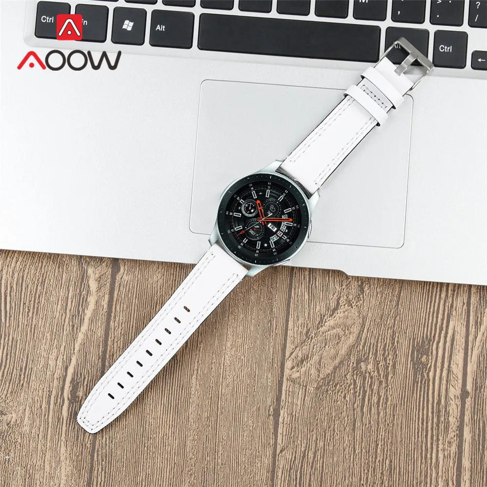 22 мм ремешок из натуральной кожи для samsung Galaxy Watch 46 мм gear S3 huawei GT Amazfit Stratos Pace Line быстросъемный браслет