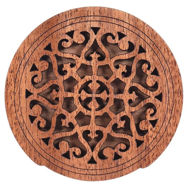 

Guitar Wooden Soundhole Sound Hole Cover Block Feedback Buffer Mahogany Wood for EQ Acoustic Folk Guitars,Style 2