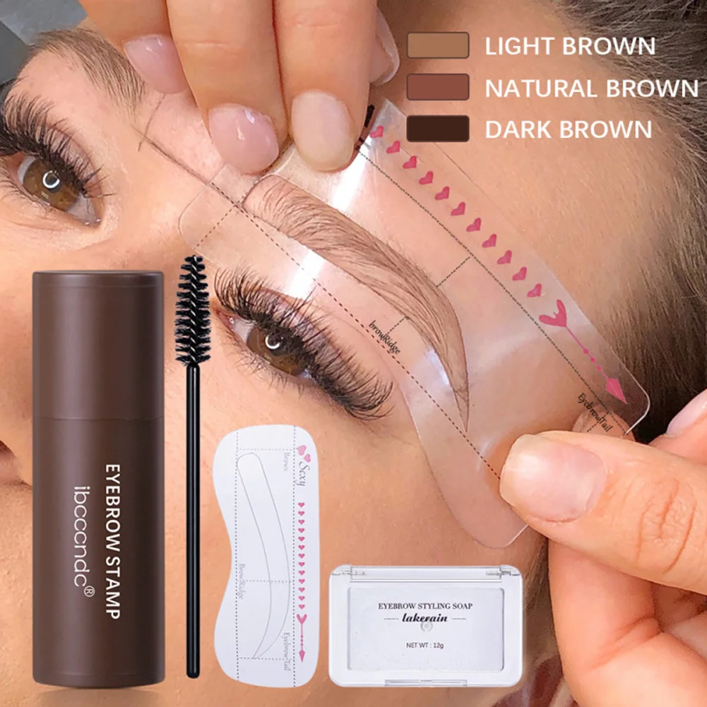 

Eyebrow Stamp Styling Kit Waterproof Eyebrow Definer Set with 10 Stencils and Brow Styling Soap Makeup Tool карандаш для бровей