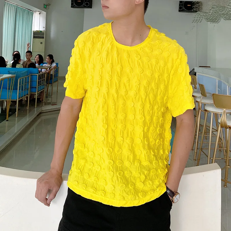 

Футболка мужская с круглым вырезом, коротким рукавом и плиссировкой