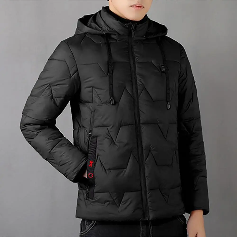 Men USB Electric Heated Coat Jacket 8 Hours Heating Hooded Jacket Long Sleeves Winter Warm Clothing Thermostat Hooded Waterproof