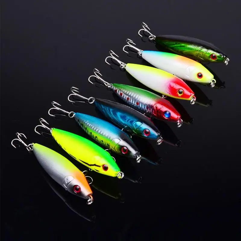 

8pcs Topwater Lure Isca Artificial 3d Eye Pencil Fishing Lure 8cm 12g Floating Surface Lures 6# Fishing Hook Iscas De Pesca