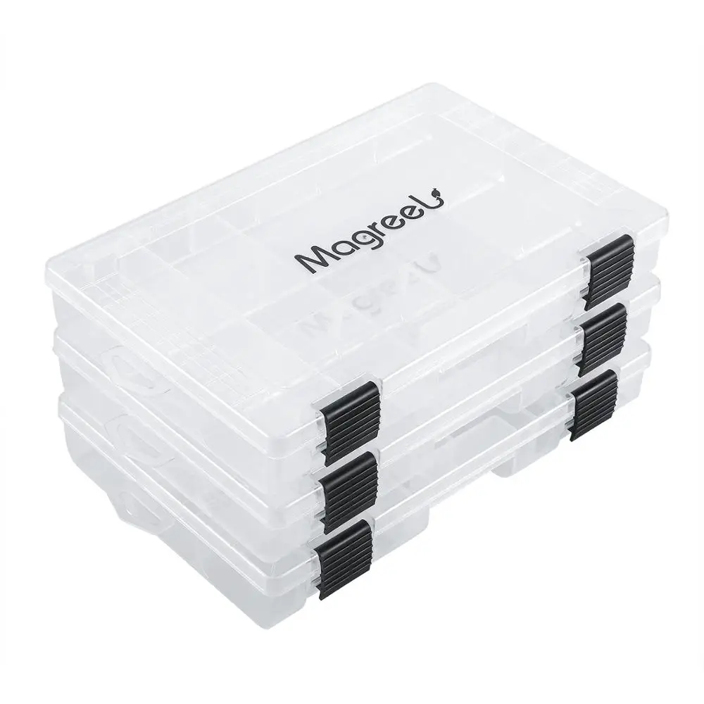 Magreel 3packs Fishing Tackle Box Transparent Fish Boxes with Adjustable Dividers Gear Bags 3600 3700 | Спорт и развлечения