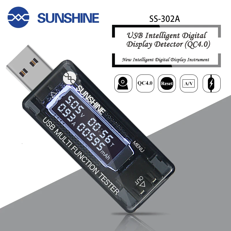Sunshine SS-302A цифровой дисплей тестер USB зарядки мощность Группы стол нагрузка по