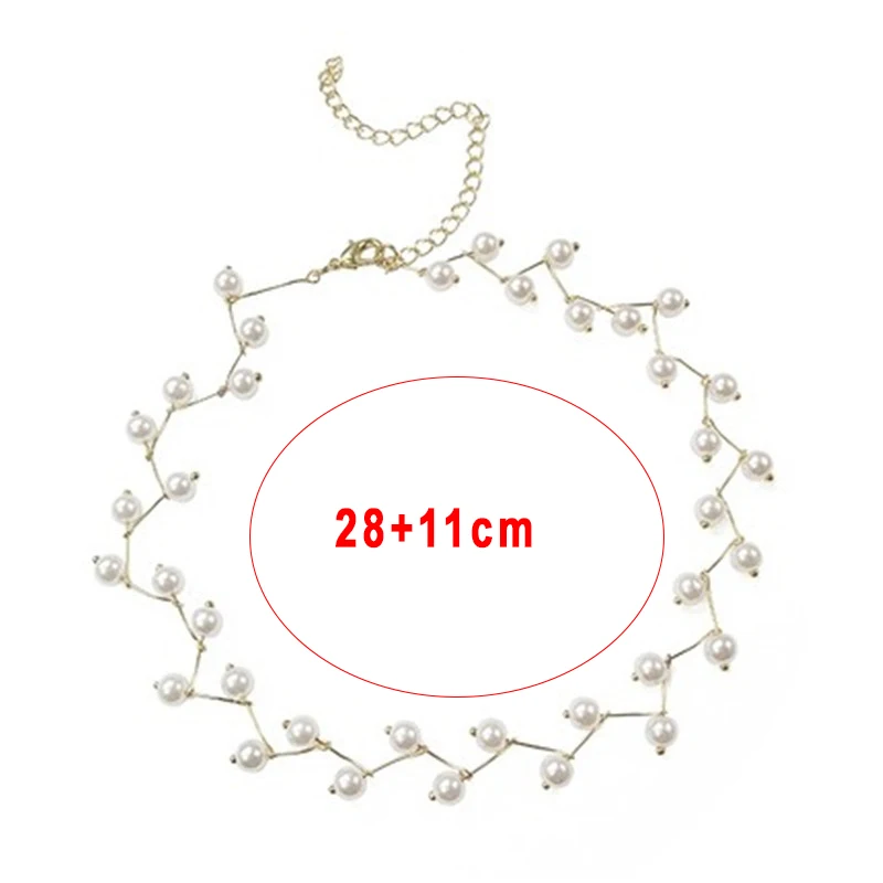 

New Beads Women's Neck Chain Kpop Pearl Choker Necklace Gold Silver Color Goth Chocker Jewelry On The Neck Pendant