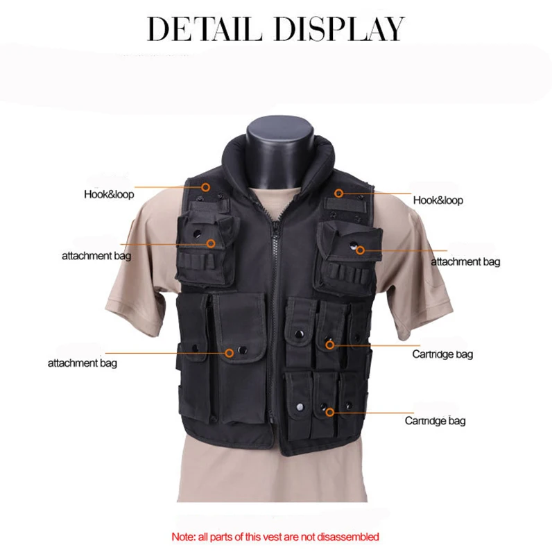 

Men Waistcoat Protective Equipment Tactical Vest Cool Mens Hunting Vest Outdoor Black Training Military Army Swat Vests