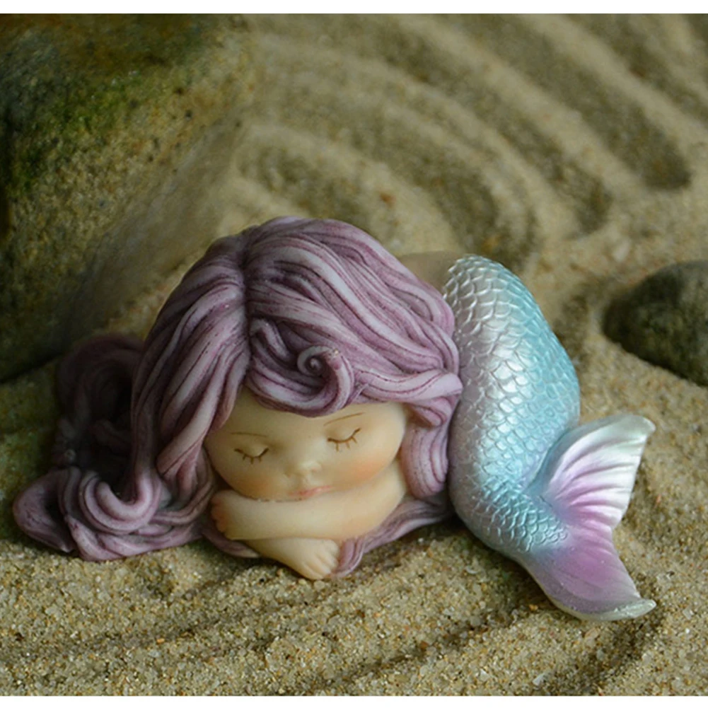 

Mermaid Ornament Resin Sleeping Little Mermaid Statue For Miniature Fairy Garden Aquarium And Cake Resin Sleeping Mermaid