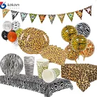 Одноразовая скатерть с принтом зебры, леопарда, 137x274 см, салфетки под чашки воздушных шаров