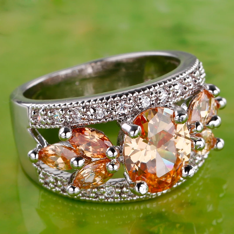Lingmei модные женские туфли Morganite белый серебряные Цвет кольцо Размеры 7 8 9 10 11 12 Высокое качество унисекс Благородный ювелирные изделия 650r5