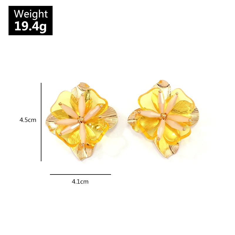 

Korean New Arrival Gold Color Alloy Crystal Holiday Flower Stud Earrings for Women Fashion Elegant Oorbellen Bijoux Party Gifts