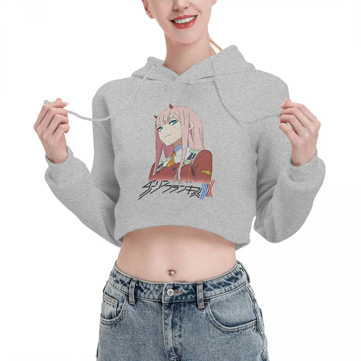 

Женская укороченная толстовка с капюшоном, с длинным рукавом