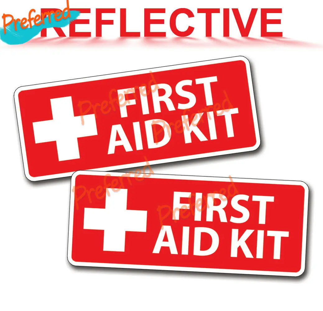 

2PCS Red First Aid Kit Sticker Safety 1st Decal Emergency 911 OSHA Station Car Sticker Decal Decoration KK-all Sizes Waterproof