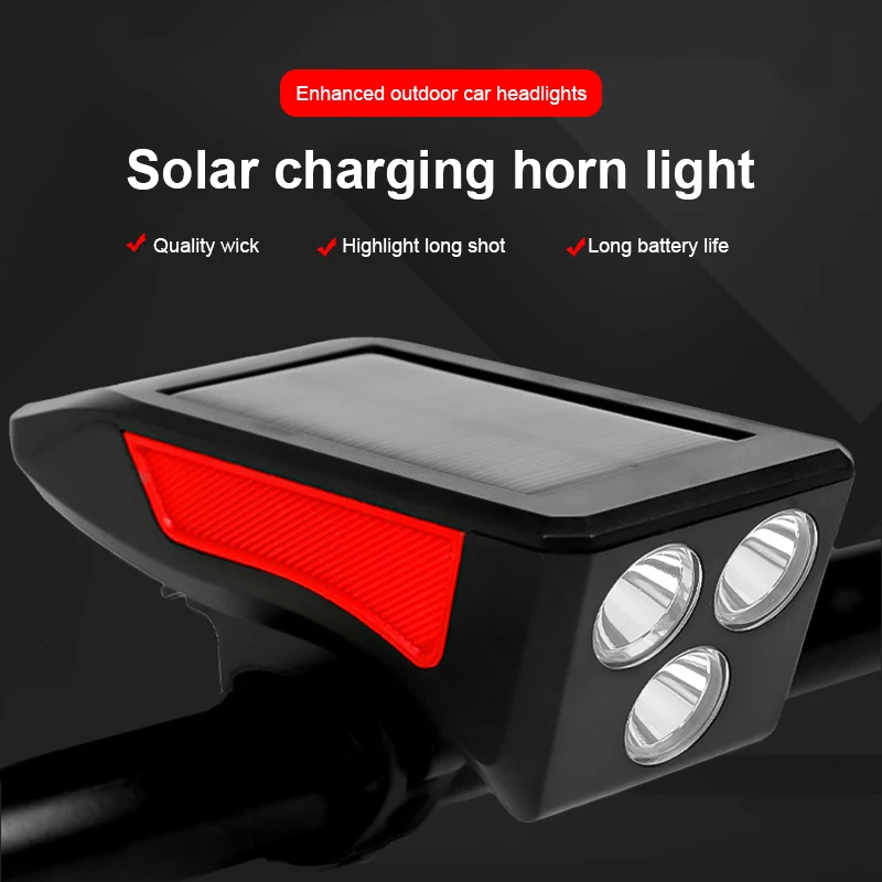 

USB Directly Charging Treasure Glare Riding Warning Safety Solar Horn Headlight 3led Mountain Bike Waterproof BiKe Headlight