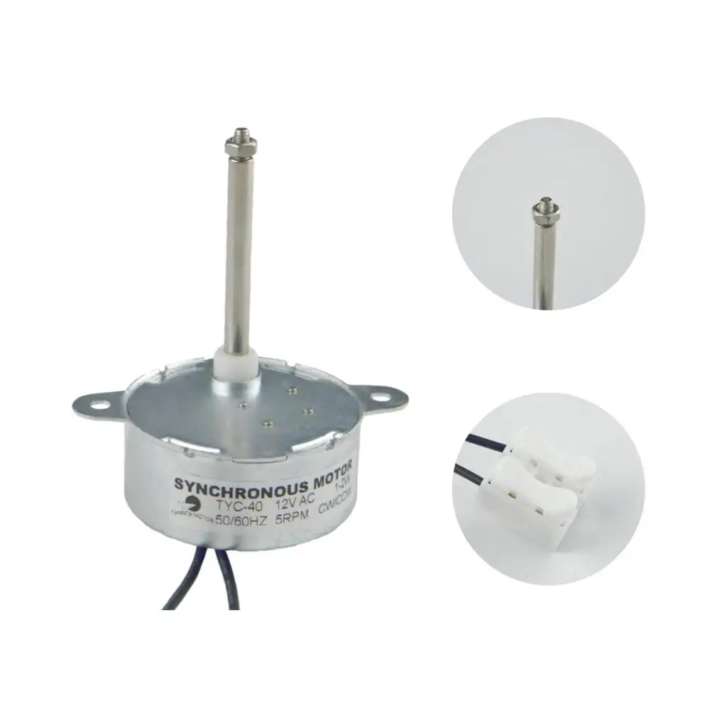 

TYC-40 Small Synchronous Motor 12V 5RPM AC DC Shaft 35mm 46mm 74mm Electric Engine 12V for Ornamental Fiber Optic Christmas Tree
