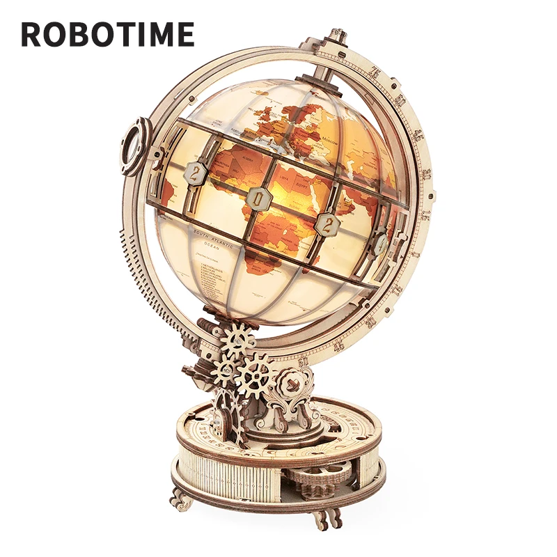 Robotime-rompecabezas 3D de madera en forma de globo para ni&ntilde;os, juguete de construcci&oacute;n con dise&ntilde;o de globo luminoso-0