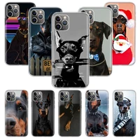 doberman animal dog gun soft phone case for iphone 11 12 13 pro max xr x xs mini apple 8 7 plus 6 6s se 5s fundas coque shell