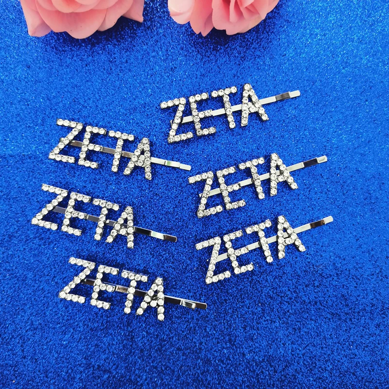 Новое поступление 2020 заколки для волос с греческими буквами ZETA блестящие со