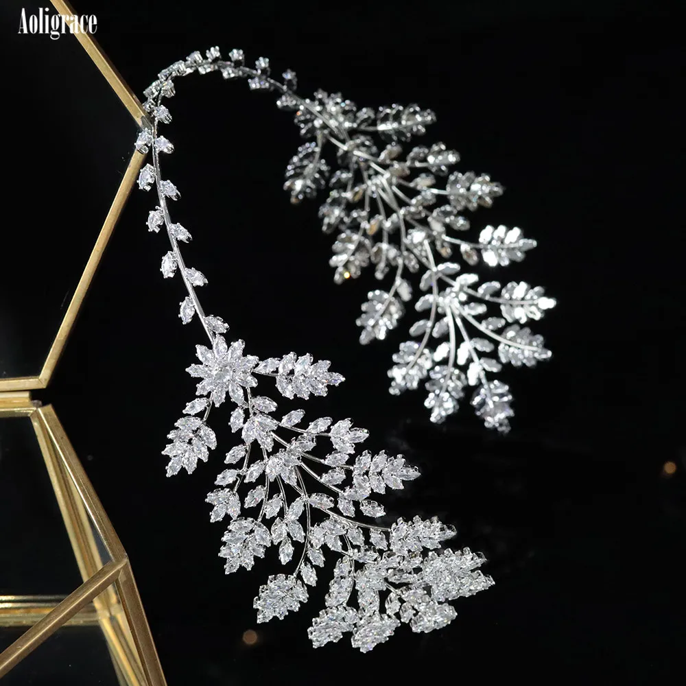 

Luxury Western Women Cubic Zirconia CZ Zircon Princess Queen Bridal Tiaras and Crowns Headpieces for Wedding Party Birthday