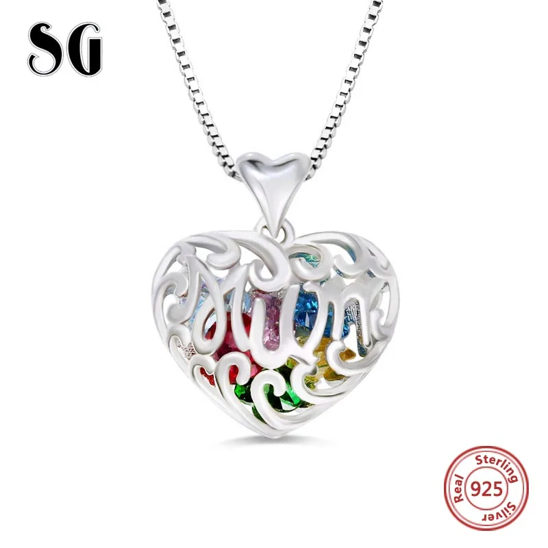 925 Серебряное ожерелье Личность Сердце колье с кулоном в виде клетки