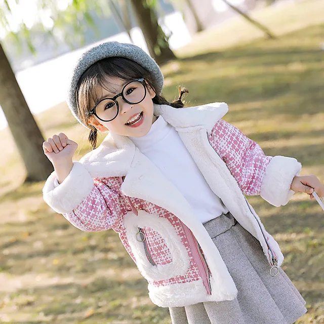 Scsech/детское зимнее плотное теплое пальто в клетку для девочек зимняя одежда