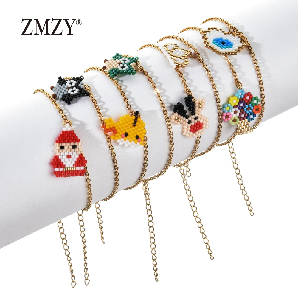 Женский тонкий браслет из нержавеющей стали ZMZY изящный богемный с шармами в виде