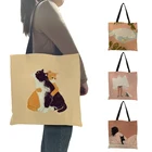 Сумка-тоут женская, складная, с принтом в виде кошки