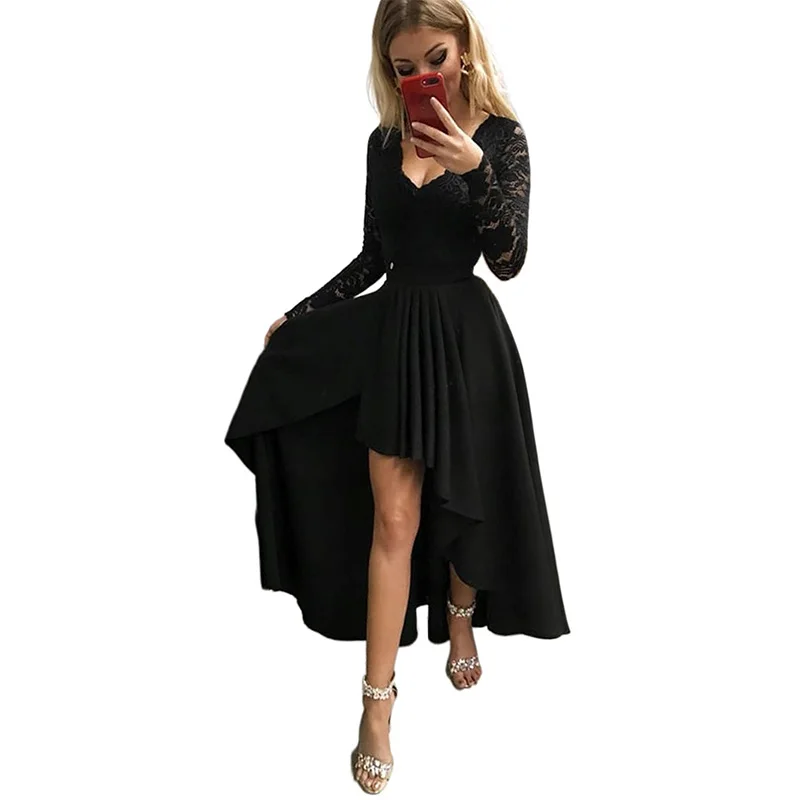 ADEWEL летнее платье женское с длинным рукавом сексуальное кружевное v образным