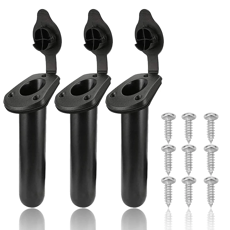 

3Pcs Kayak Deck Flush Mount Fishing Boat Rod Holders with Cap Kayak Paddle Accessories Fishing Rod Bracket