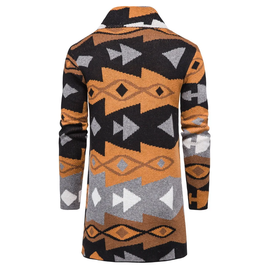 

Sweater Men 2020 Autumn Winter New High Quality Men Lapel Camouflage Print Medium Long Cardigan Straight Tube Warm Man Sweater