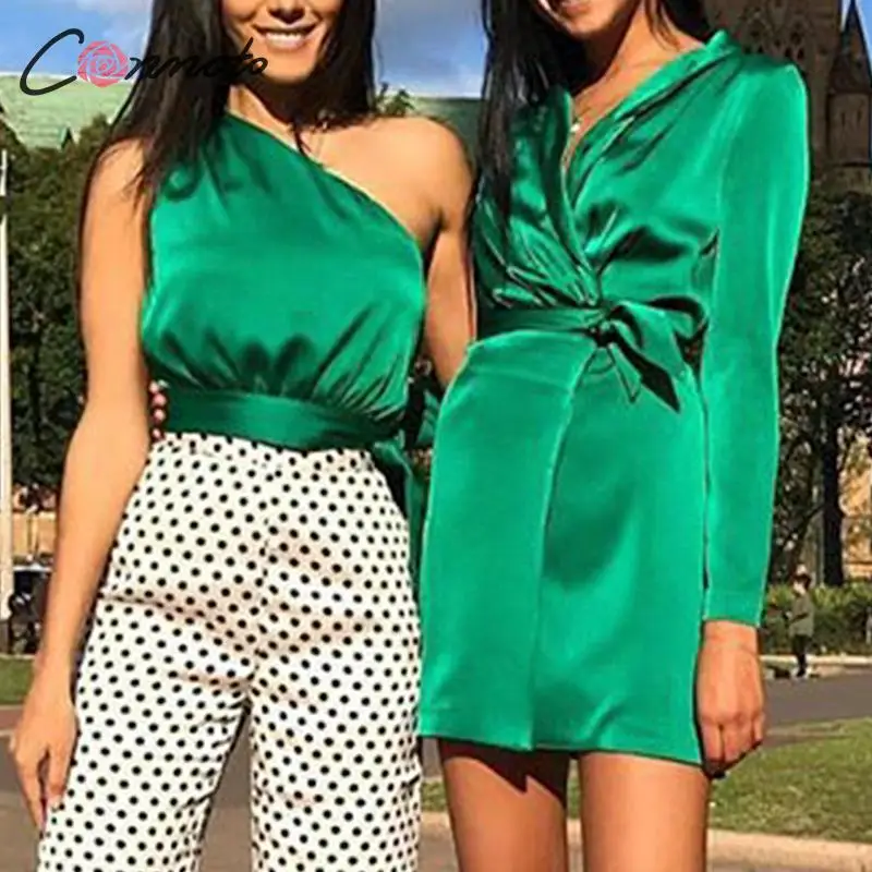 Conmoto/Женские Модные Зеленые вечерние платья без застежек женские осенне зимние