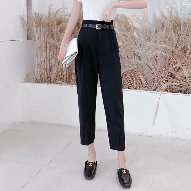 

Wavsiyier Elastic Casual Wide Leg Style Streetwear Suit Pants Korean 2020 High Waist Trousers Straight Women Autumn Pant Solid