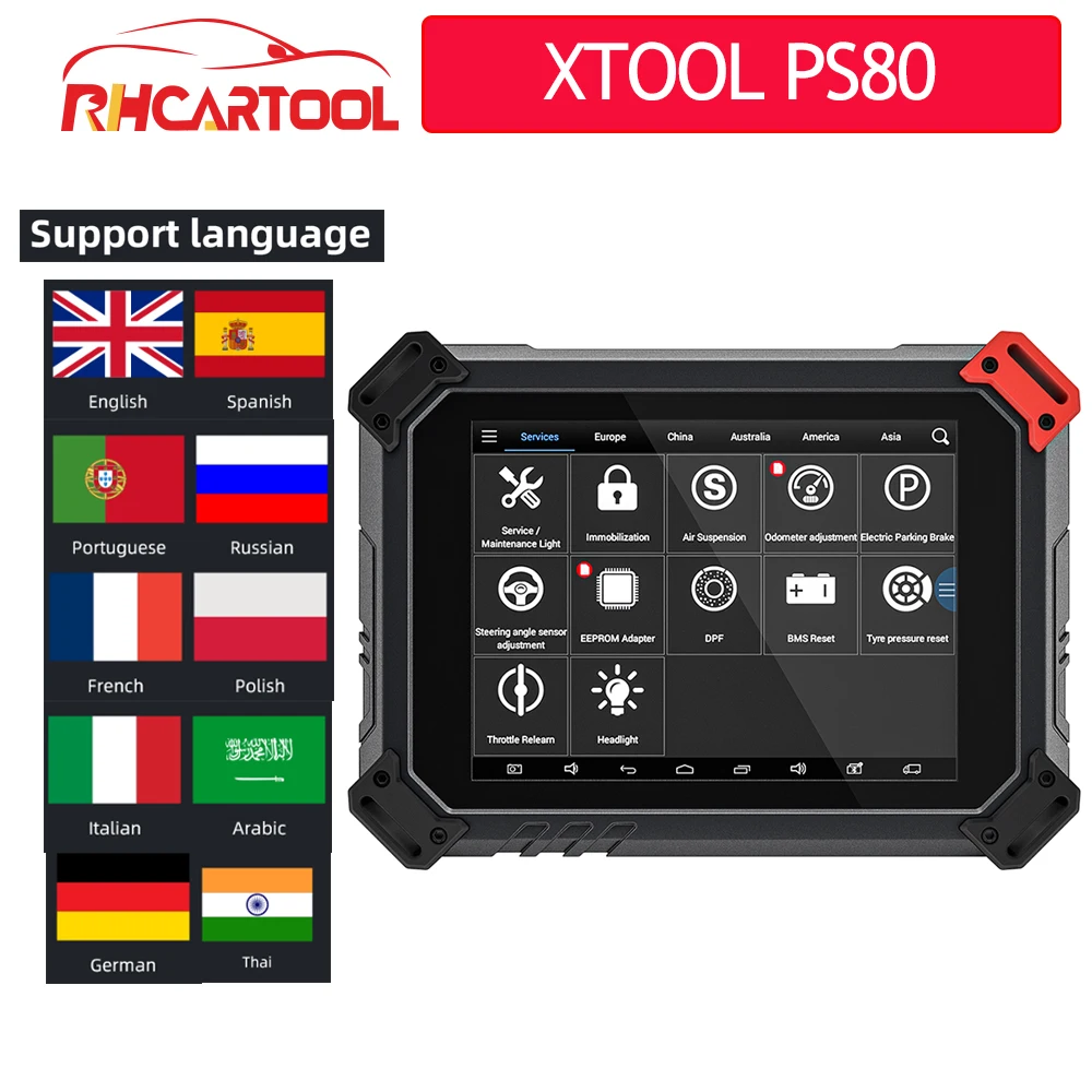 OBD2 для автомобильных аксессуаров XTOOL PS80 Профессиональный автомобильный полный