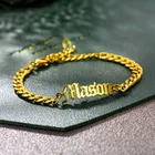5 мм кубинская цепь, персонализированные браслеты из нержавеющей стали с именем для мужчин и женщин, индивидуальный винтажный браслет с именной табличкой, ювелирные изделия