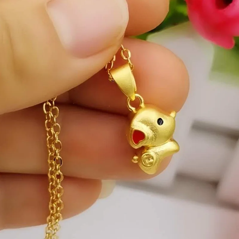 Оптовая цена подвески и ожерелья из чистого золота для женщин/девушек ожерелье в