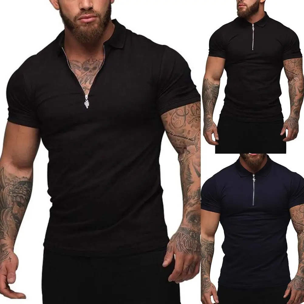 Модная мужская футболка с коротким рукавом Повседневная дышащая однотонная