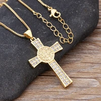 new arrival 15 styles copper zircon pendant necklaces for women crystal cross chain necklaces gold color religious jewelry gift