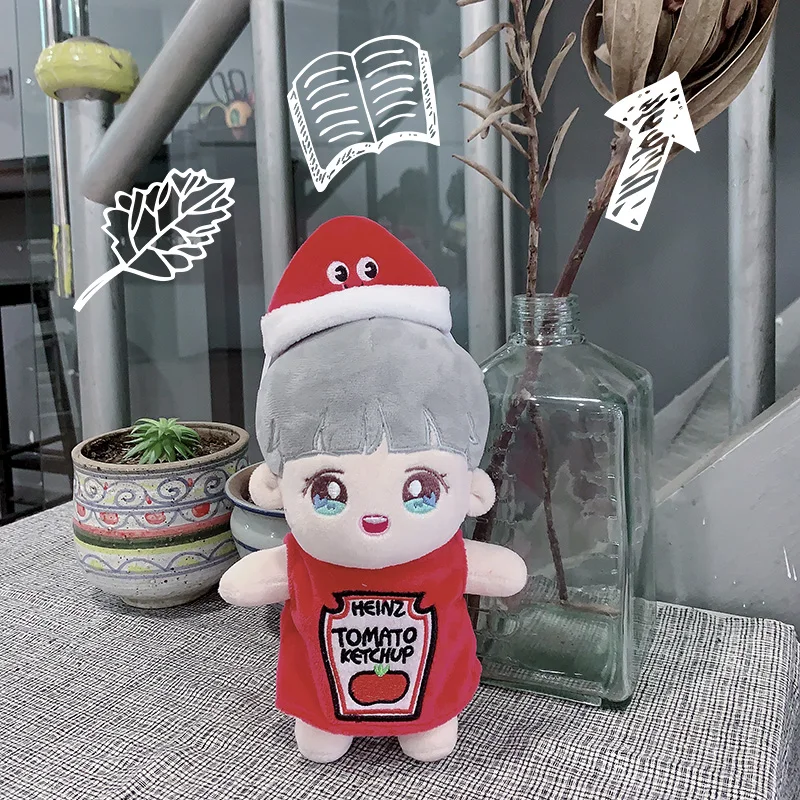 Бесплатная доставка 20 см Плюшевая Кукла Одежда томатный кетчуп халат шляпа