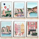 Абстрактный постер Нью-Йорк Барселона Амстердам Бристоль Куба Путешествия Эйфелева башня Картина на холсте вид города домашний декор настенное искусство