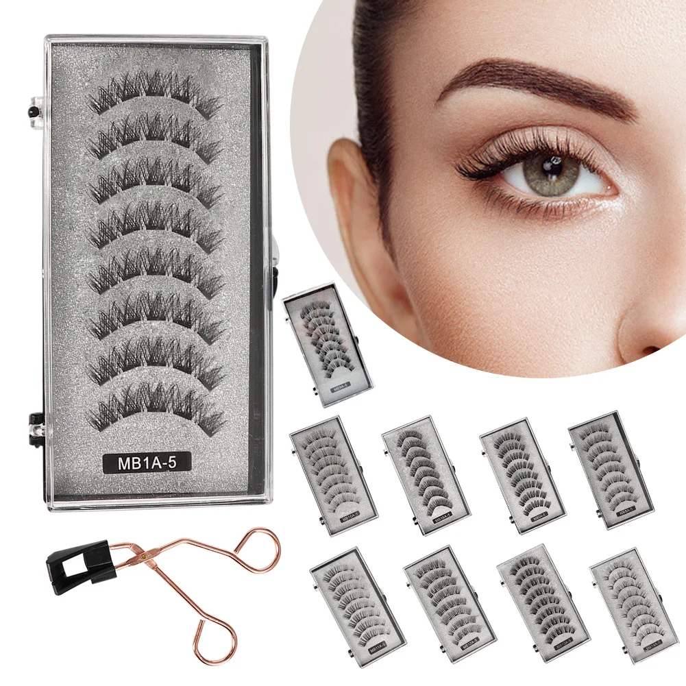

False Magnetic Eyelashes Natural Look Strong Hold Fake Eyelash with a Tweezers Easy to Wear Reusable Eyelashes On Magnets