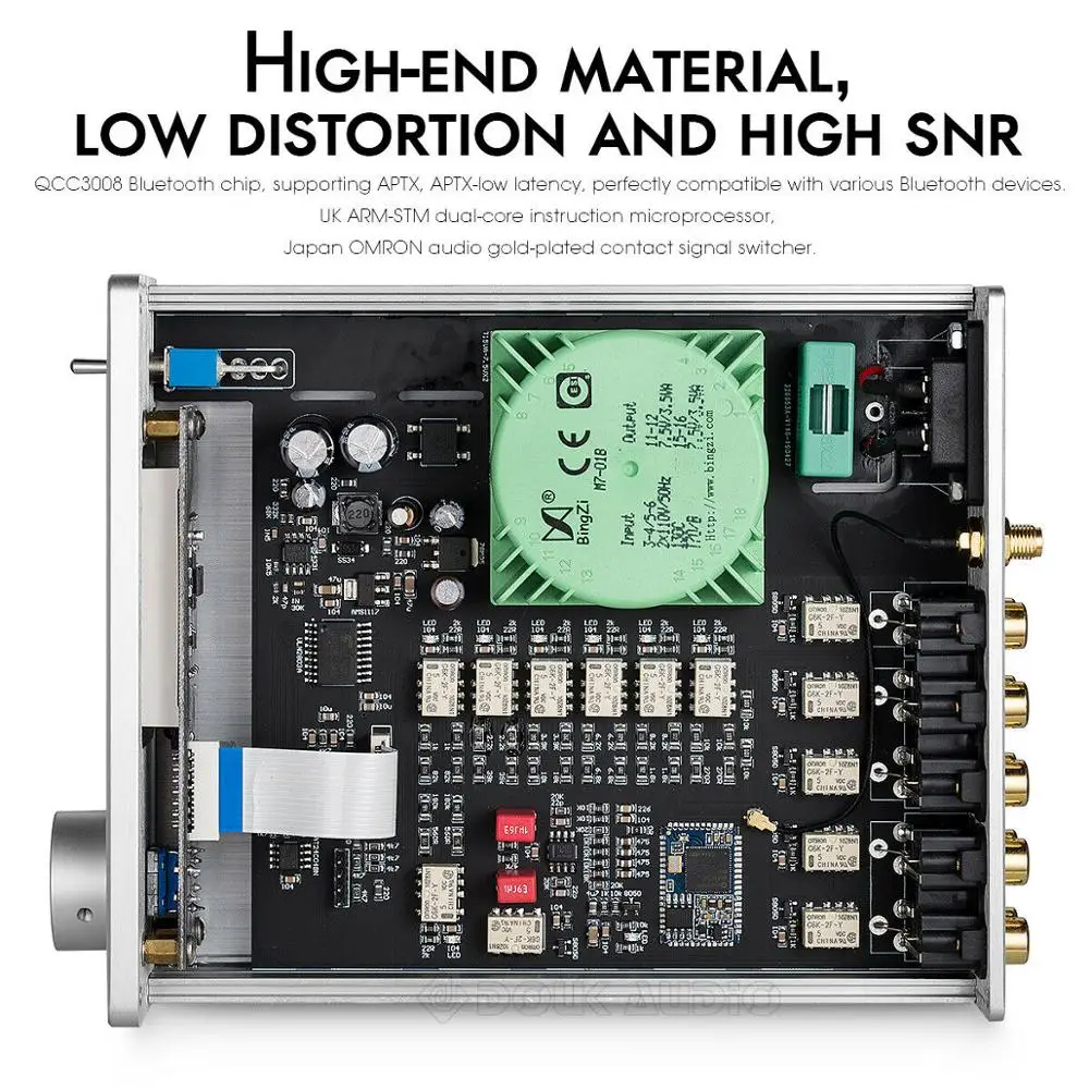 Стереопредусилитель Douk audio Hi Fi Bluetooth 5 0 предусилитель с затуханием басов реле