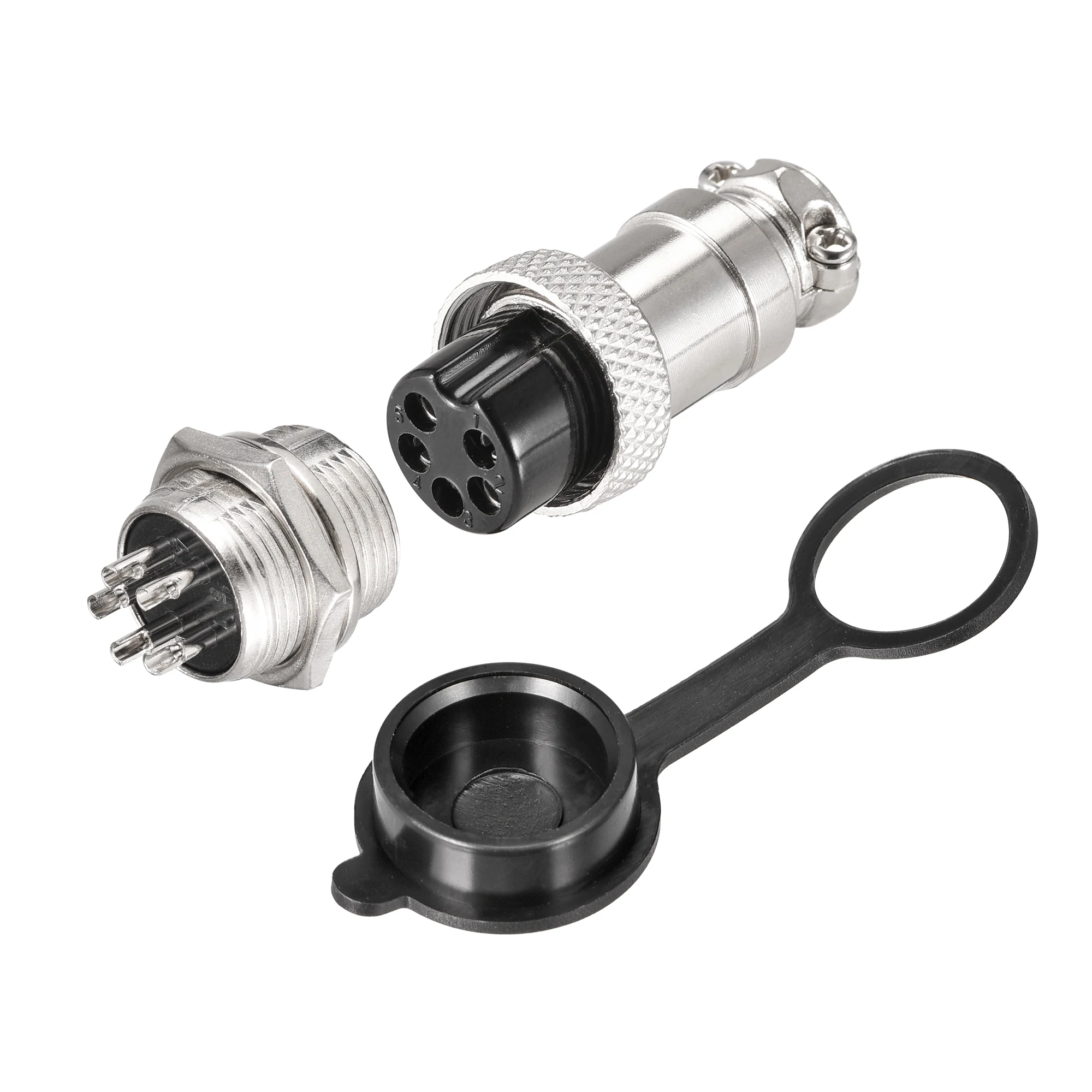 

Uxcell 16mm 5 Terminals 5A 250V GX16 Aviation Connector with Plug Cover 2 Set