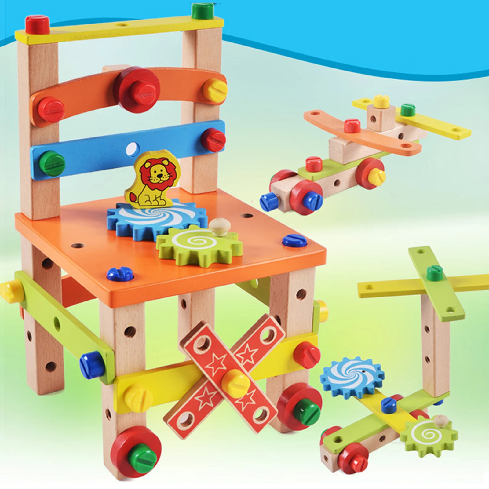 Детский деревянный многофункциональный сборный Рабочий стул модель Монтессори