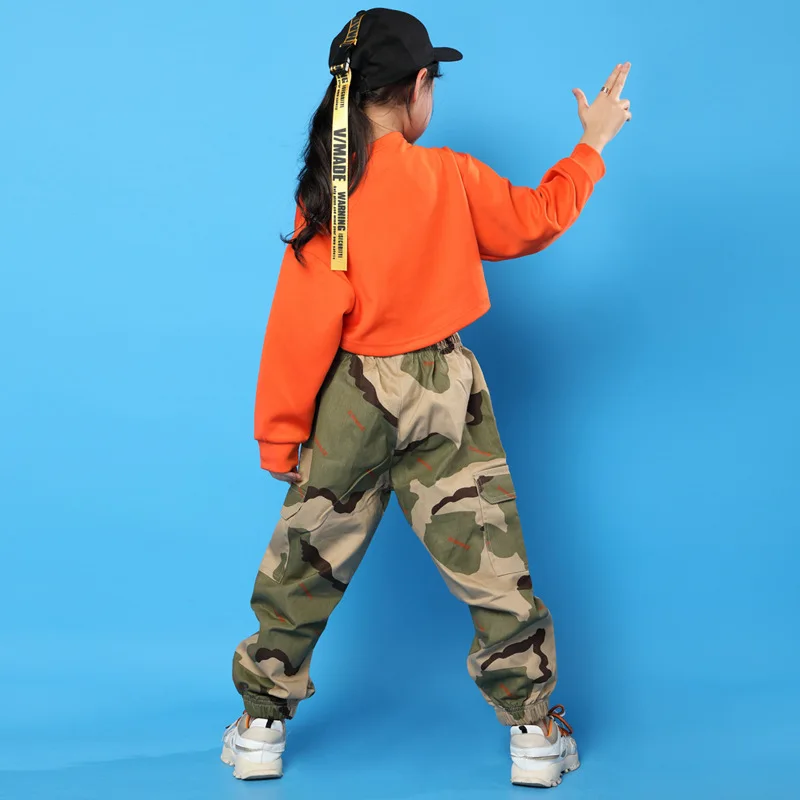 Детские костюмы для хип-хопа осенние свободные топы с длинными рукавами девочек