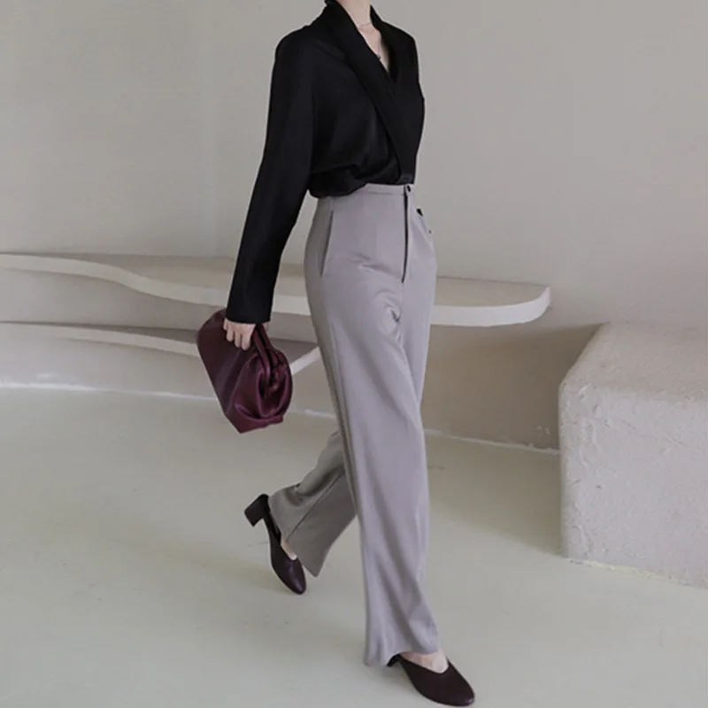 2020 весенние винтажные шелковые блузы с v-образным вырезом женские рубашки