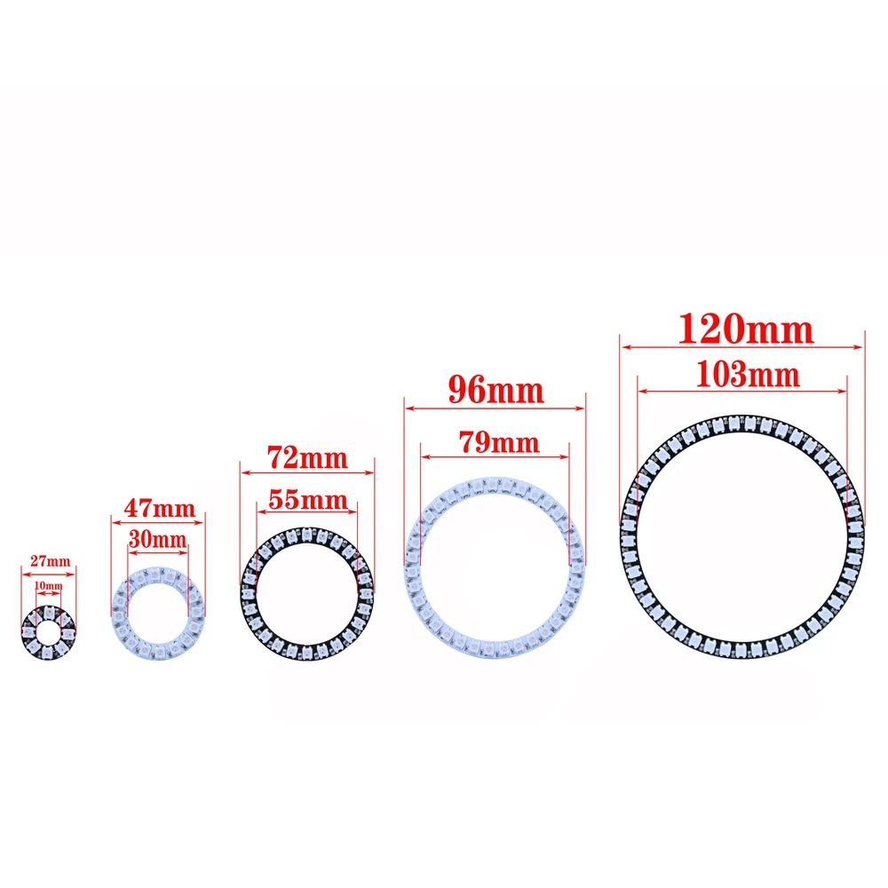 

8/16/24/35/45 Leds WS2812B Pixel Ring Addressable Led Modules WS2812 RGB Full Color Round Light Circle New DC5V