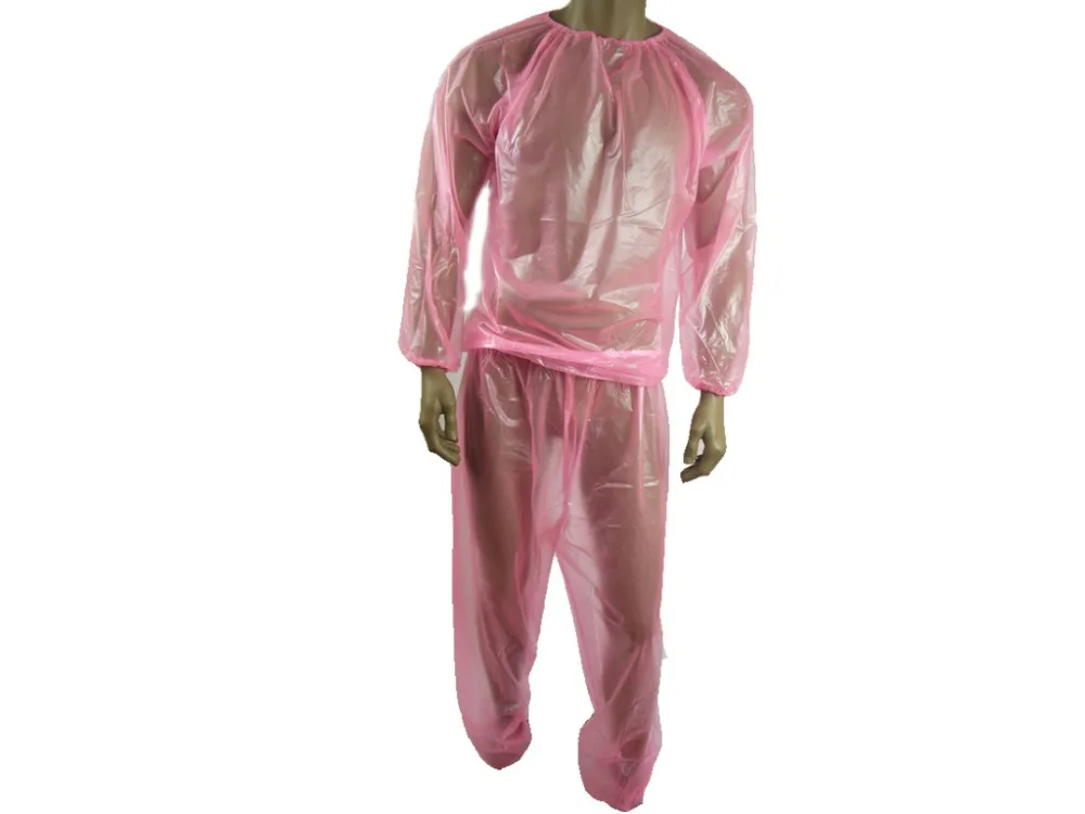 ABDL ПВХ беговой костюм сауна-костюм цвет прозрачный розовый P013-5