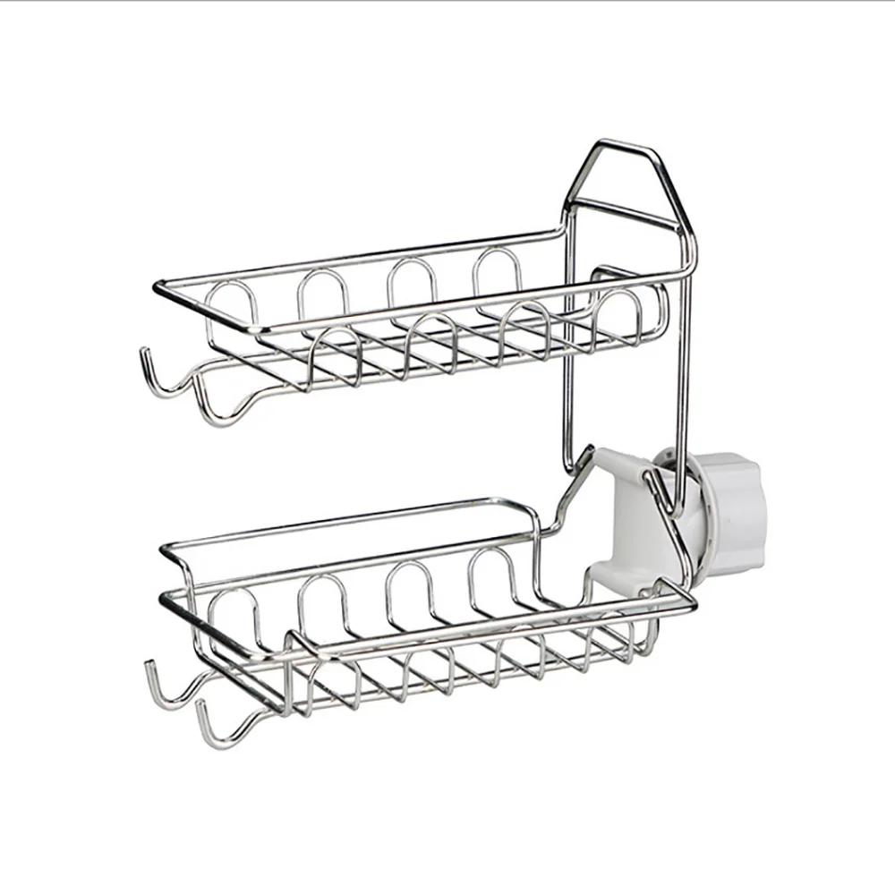 

HPDEAR Double Layer Faucet Storage Rack, Stainless Steel Storage Rack, Sink Organizer for Soap Sponge Brush Scrubber Sink