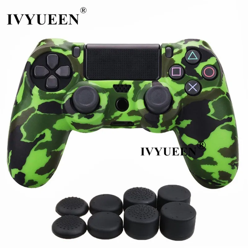 Силиконовый защитный чехол IVYUEEN для sony Dualshock 4 PS4 DS4 Pro Slim с 8 аналоговыми джойстиками - Цвет: Deep Green Camo