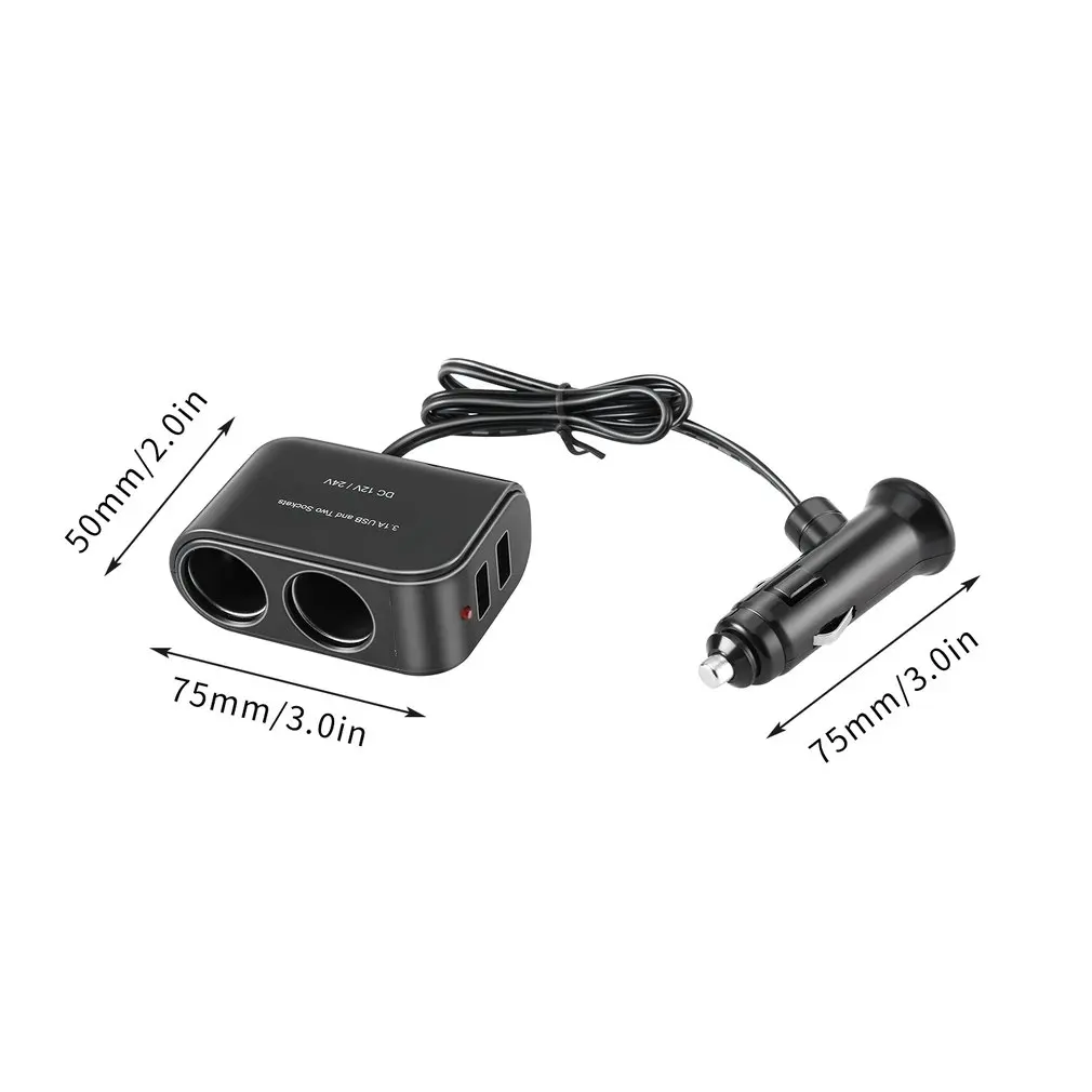 

Universal USB 12V/24V 2 Way Car Cigarette Lighter +LED Light Switch Auto Socket Splitter Charger vehicle lighter adapter