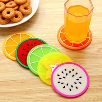 colorful fruit coaster non slip heat insulation silicone cup pad modern fashion cup coasters tableware placemat kitchen tools
